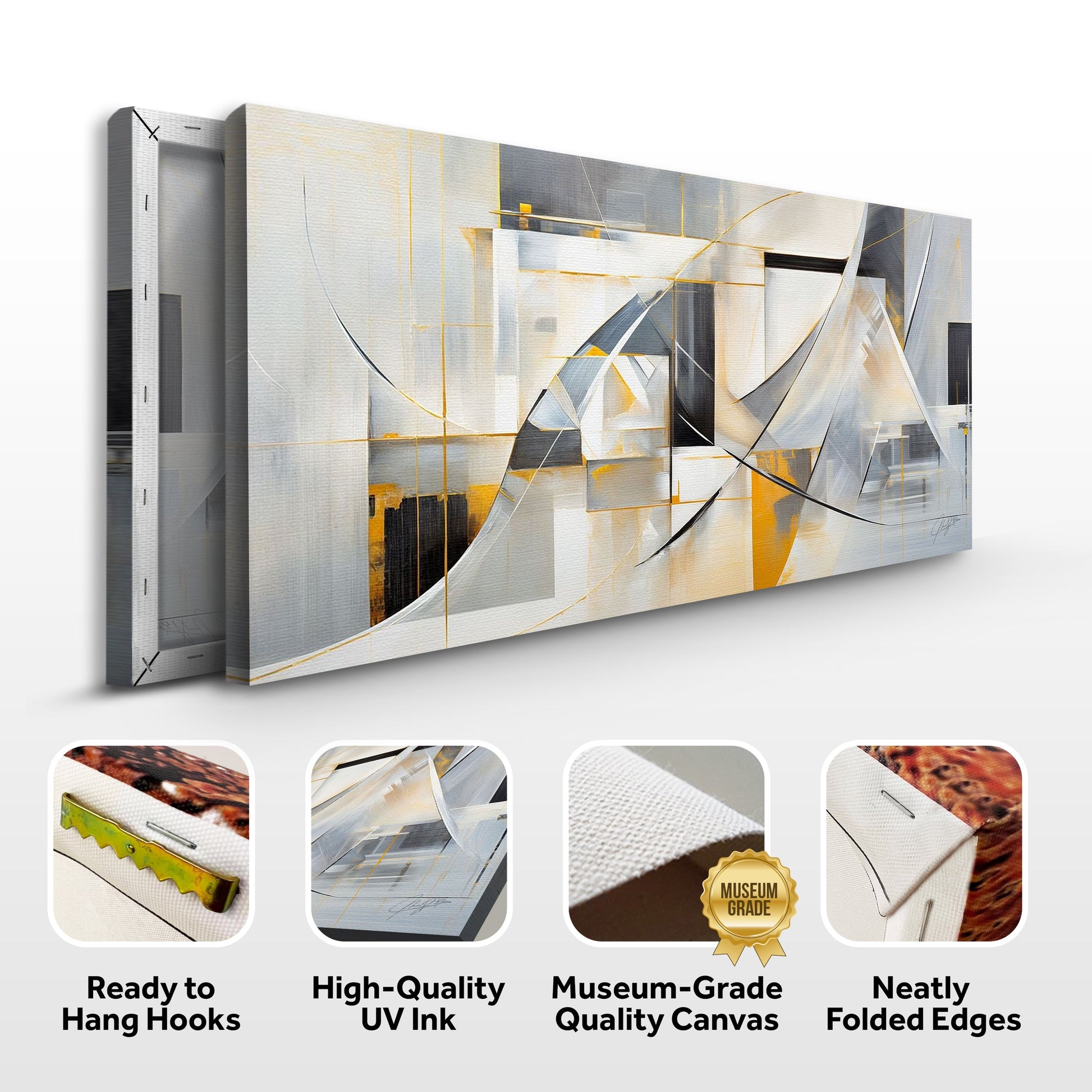 Canvas Print Geometric Whispers abstract canvas in gray beige gold by Tailored Canvases on Tampa Home & Garden Store