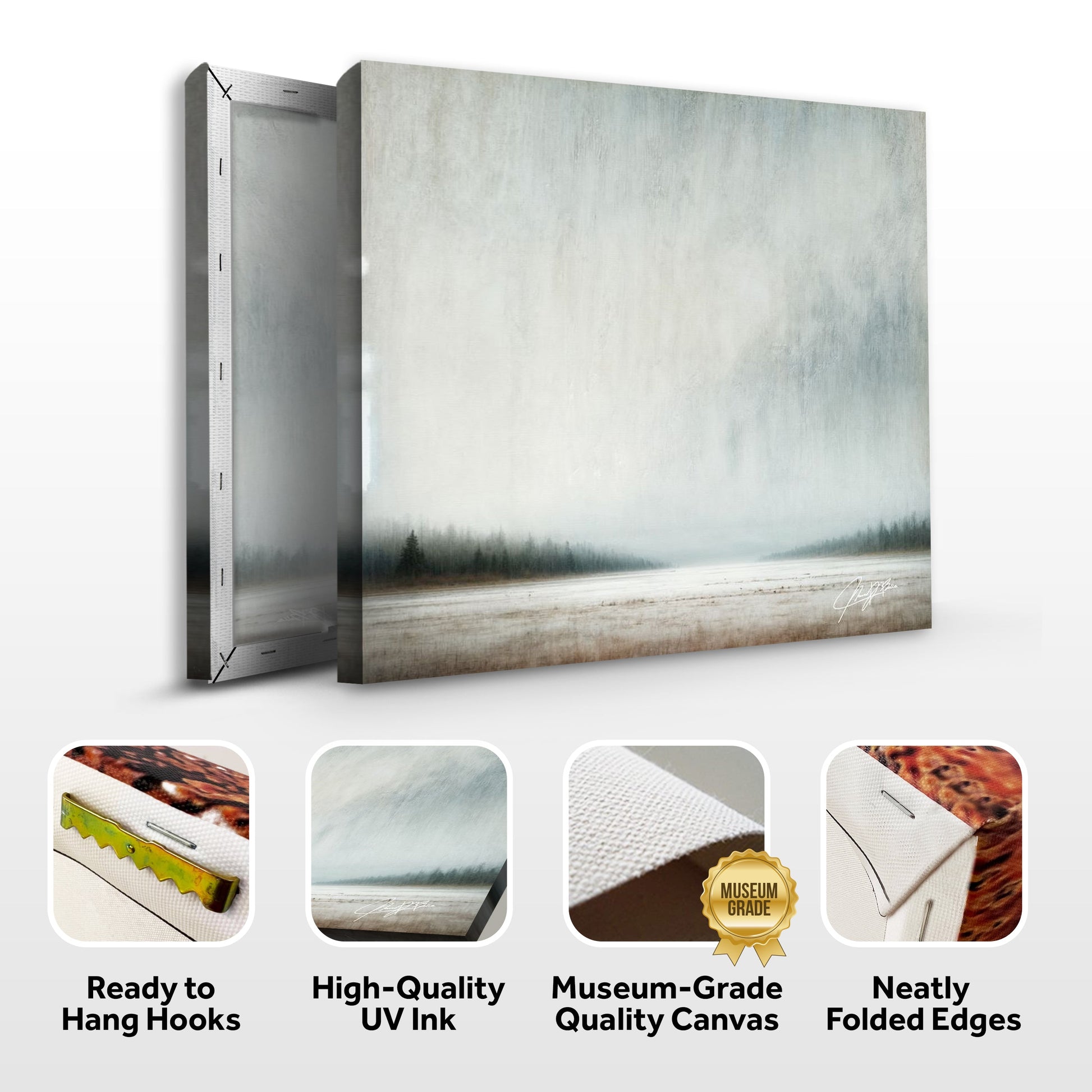 Canvas Print Silent Expanse by Tailored Canvases, pale blue-gray landscape on gallery canvas on Tampa Home & Garden Store