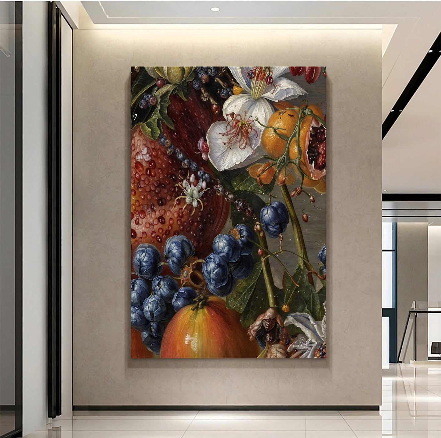 Canvas Print Baroque Bounty by Tailored Canvases; vertical fruit still-life canvas on Tampa Home & Garden Store