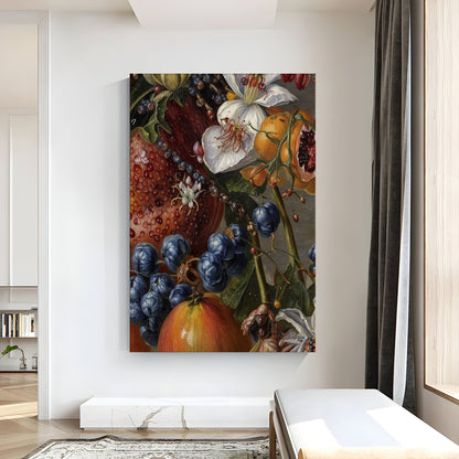 Canvas Print Baroque Bounty, vibrant fruit still life on tall canvas on Tampa Home & Garden Store