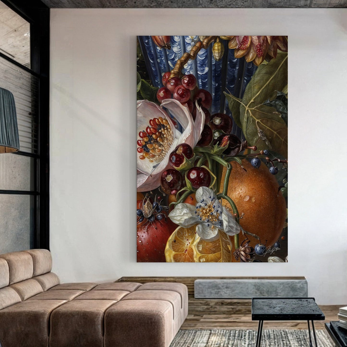 Canvas print Baroque Bounty III by Tailored Canvases, vivid fruit and flower still life on Tampa Home & Garden Store