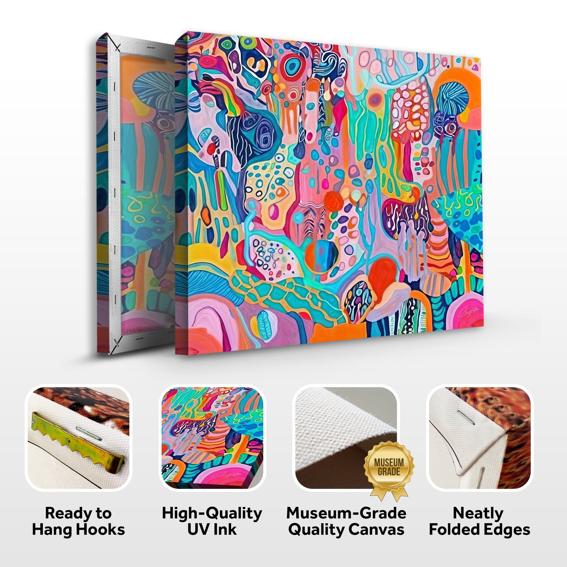 Canvas print Kaleidoscopic Voyage by Tailored Canvases, 3-panel vibrant abstract artwork on Tampa Home & Garden Store