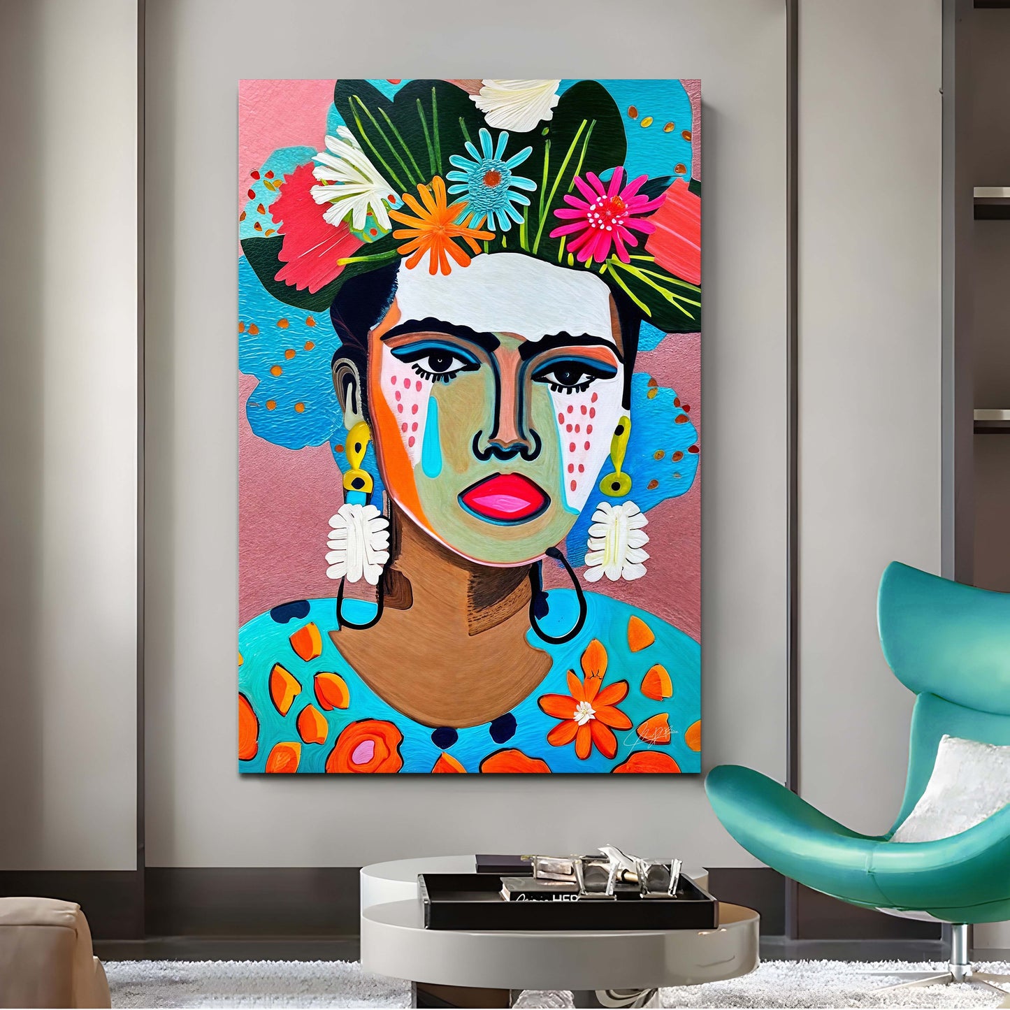Canvas Print Floral Muse II by Tailored Canvases, colorful portrait on crafting canvas on Tampa Home & Garden Store