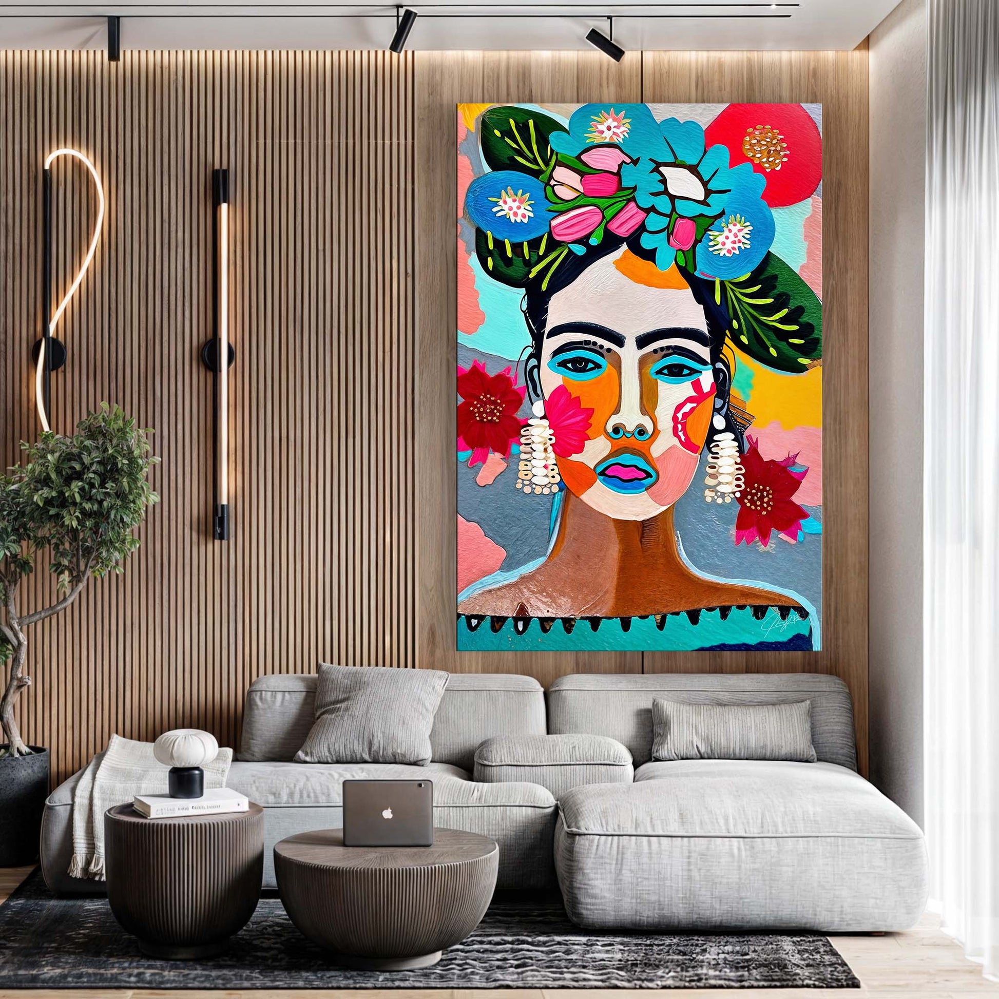 Canvas Print Floral Muse III; bold colorful floral portrait on a crafting canvas on Tampa Home & Garden Store