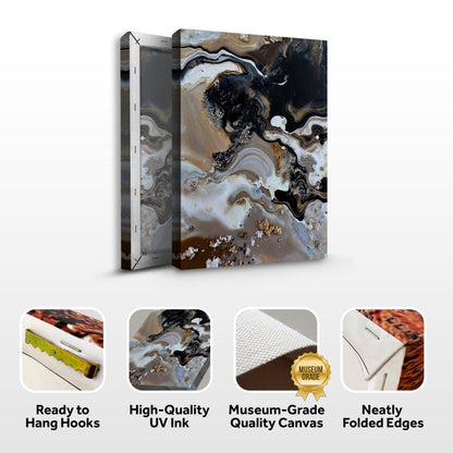 Canvas Print Geode Whispers, 3-panel set in brown, black, white and gold by Tailored Canvases on Tampa Home & Garden Store