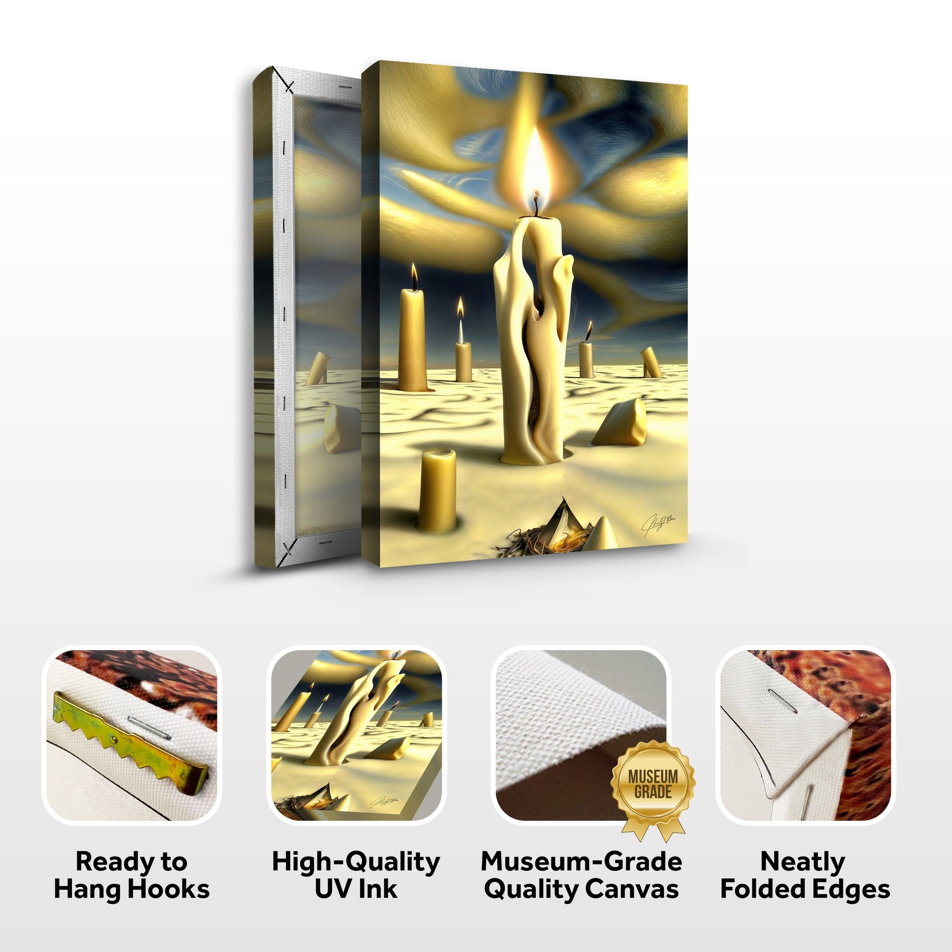 Canvas Print Surreal Flames by Tailored Canvases; golden candles rise in a dream sky on Tampa Home & Garden Store