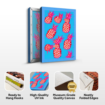 Canvas Print Fever Piña by Tailored Canvases, blue background pink pineapples crafting canvas on Tampa Home & Garden Store