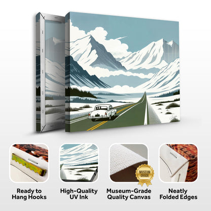Canvas Print Alpine Journey by Tailored Canvases, snowcapped mountains under blue sky on Tampa Home & Garden Store