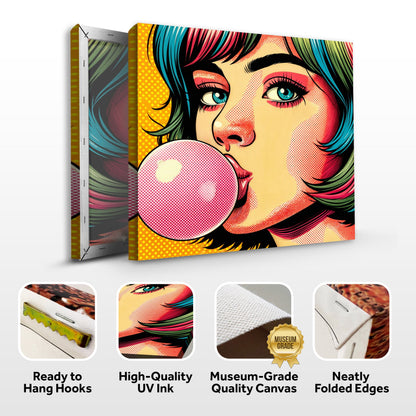 Canvas Print Roys Bubble by Tailored Canvases, pop art portrait on 3 stacked canvases on Tampa Home & Garden Store