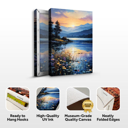 Canvas Print Sunset Journey, 3-panel crafting canvas by Tailored Canvases, sunset over mountains on Tampa Home & Garden Store