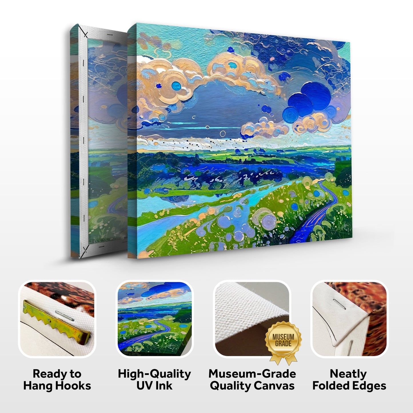 Canvas Print: Cloud Dance by Tailored Canvases crafting canvas with blue teal cloud swirls on Tampa Home & Garden Store