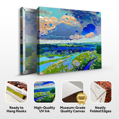 Canvas Print: Cloud Dance by Tailored Canvases crafting canvas with blue teal cloud swirls on Tampa Home & Garden Store