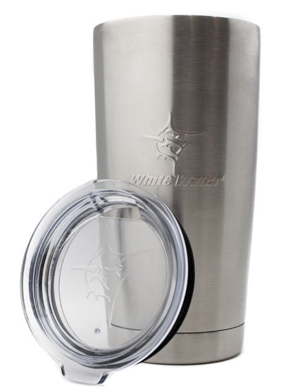 Tumbler 20 oz stainless steel with clear lid White Water Life branding on Tampa Home & Garden Store