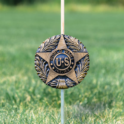 WWI Veteran Grave Marker & Flag Holder with Aluminum Ground Spike | Made in USA - Tampa Home & Garden Store