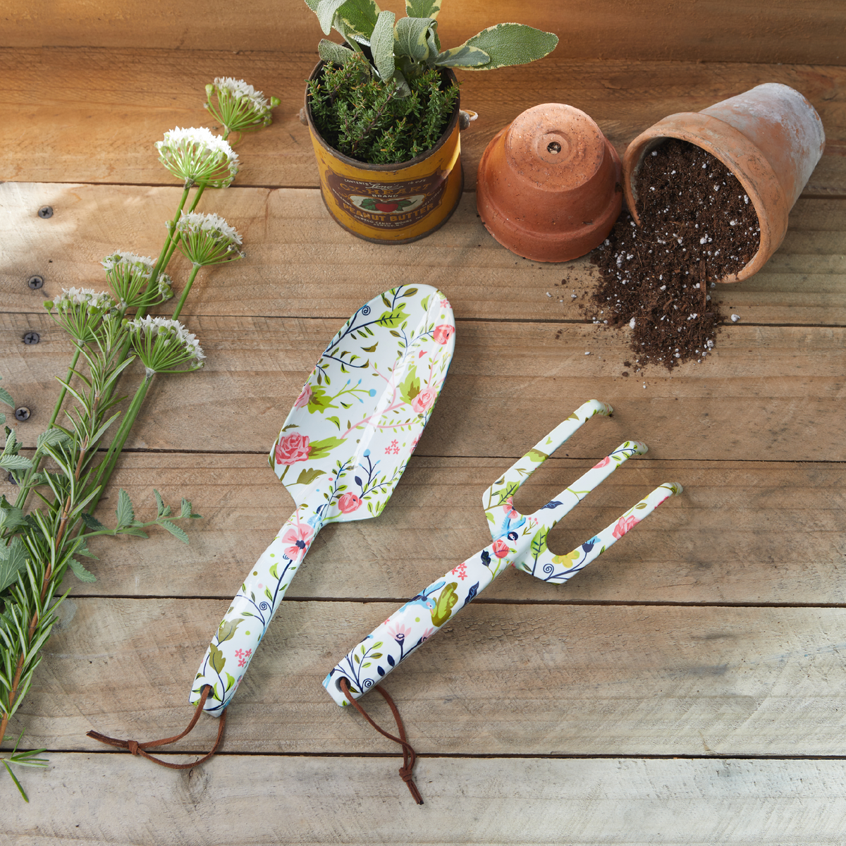 Printed Tool Set 3-piece garden trowels with floral-pattern handles by Womanswork on Tampa Home & Garden Store