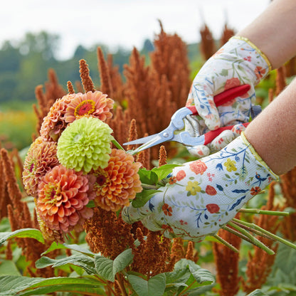 Nitrile Weeder Gloves by Womanswork, floral-pattern gardening gloves with a colorful print on Tampa Home & Garden Store