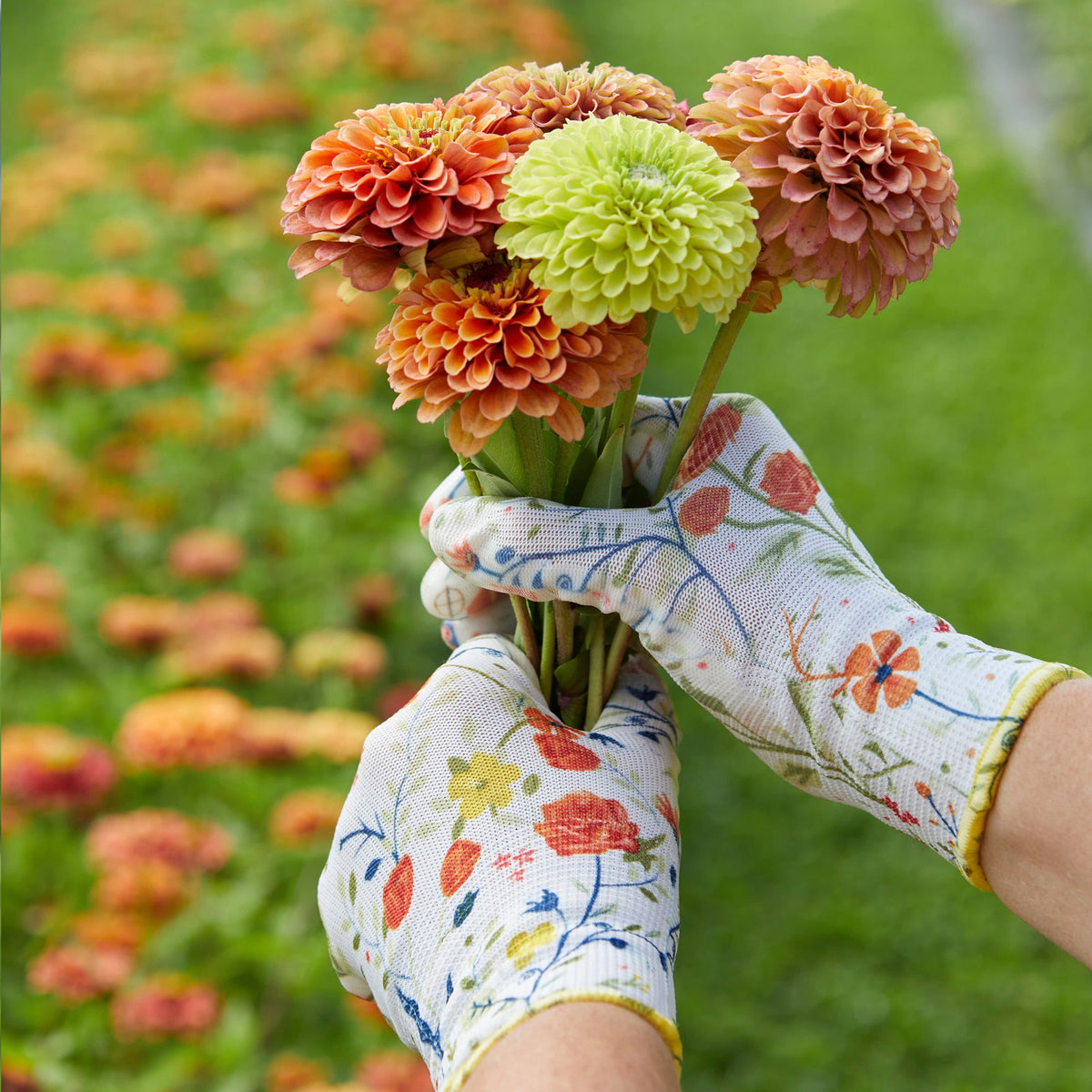 Nitrile Weeder Gloves white floral print gardening gloves by Womanswork on Tampa Home & Garden Store