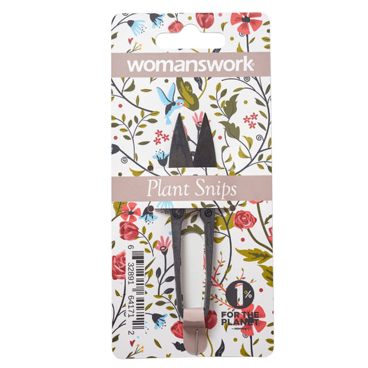 Plant Snips pruning shears by Womanswork in floral packaging with bird motif and dark blades on Tampa Home & Garden Store