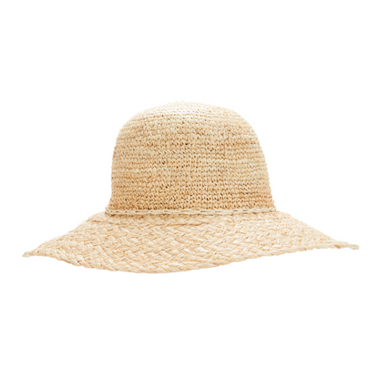 Raffia Sun Hat by Womanswork, natural woven straw with braided trim on Tampa Home & Garden Store