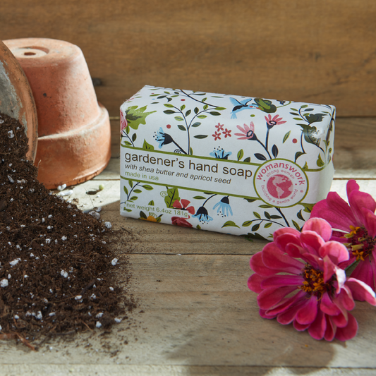 Weeder Glove Spa Gift Set by Womanswork – floral box packaging with gardener's hand soap on Tampa Home & Garden Store