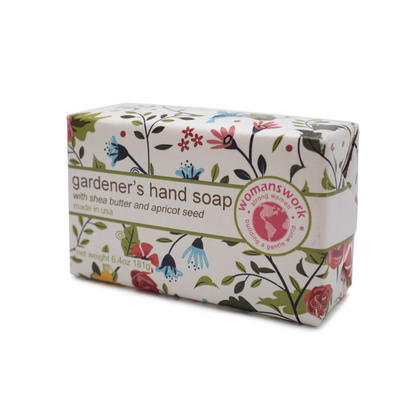 Gardener's Hand Soap in Garden of Paradise print by Womanswork boxed with floral packaging on Tampa Home & Garden Store