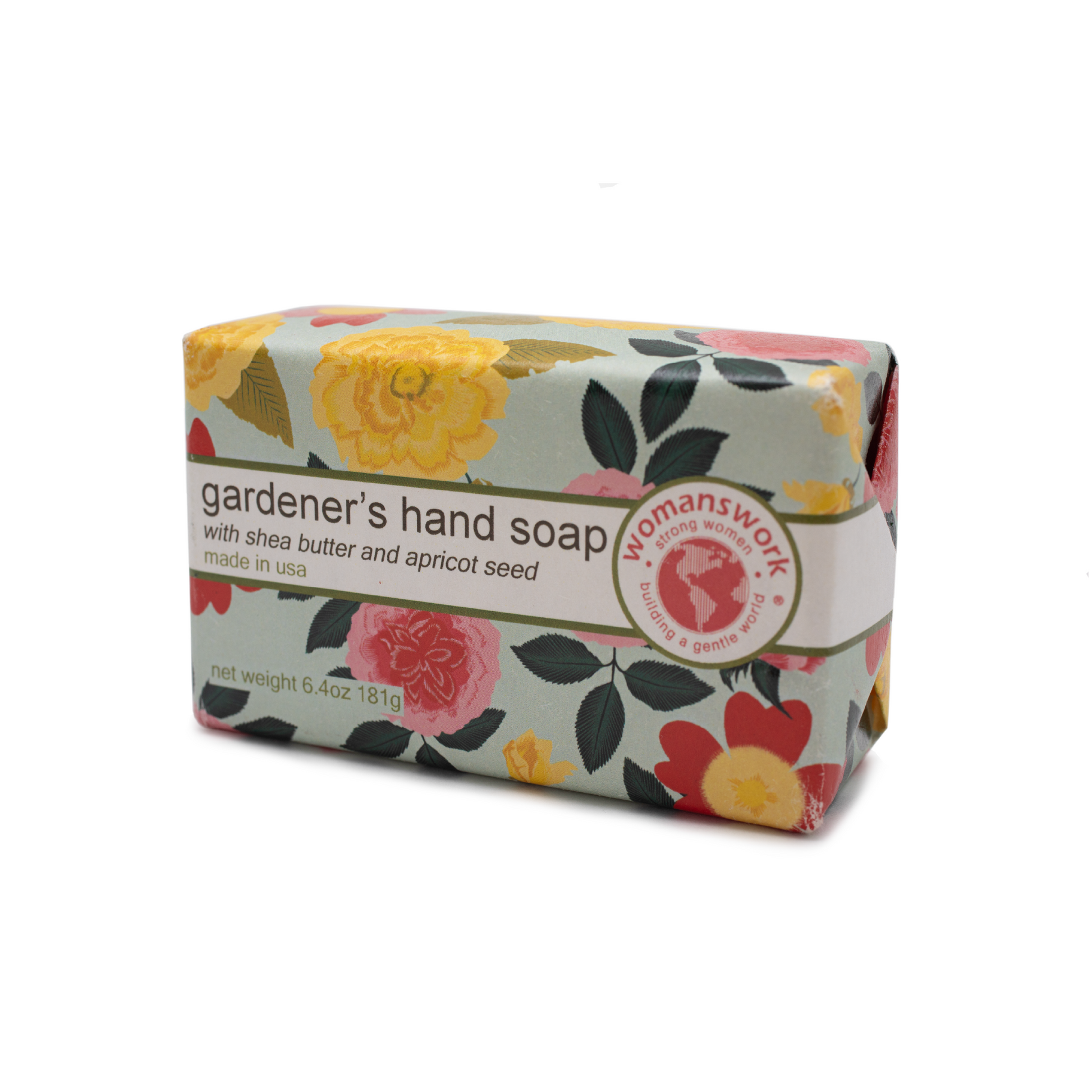 Gardener's hand soap bar in Heirloom Garden print packaging by Womanswork on Tampa Home & Garden Store
