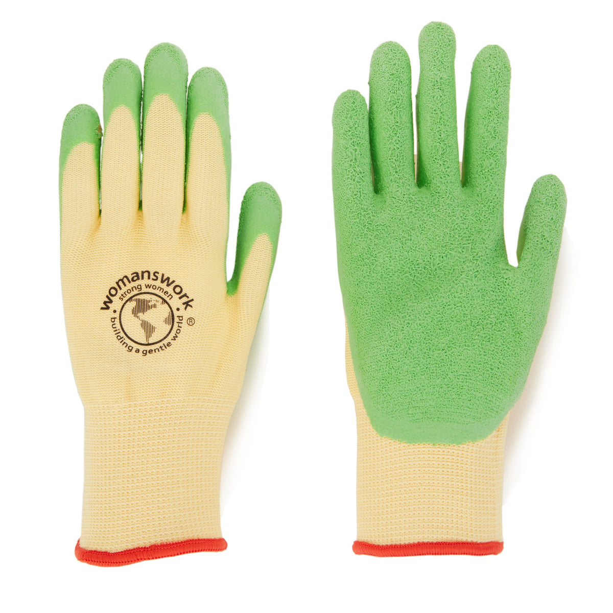 Weeder Glove by Womanswork: beige with green fingertips and a lime textured glove, 2-pack on Tampa Home & Garden Store