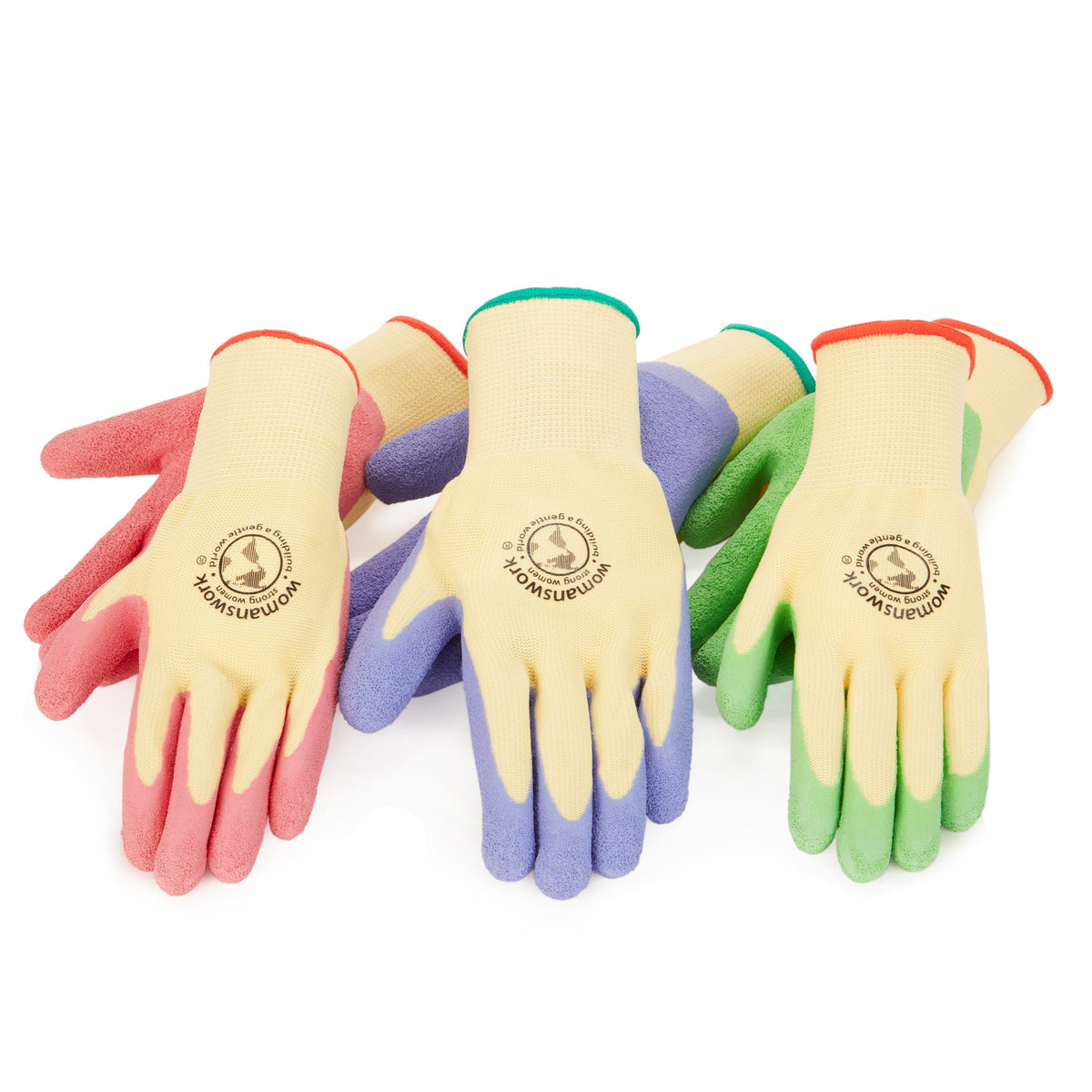 The Weeder Glove 3-pack in green pink purple by Womanswork gardening gloves on Tampa Home & Garden Store