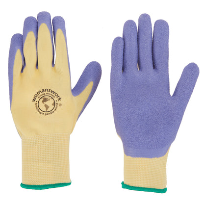 The Weeder Glove pair by Womanswork, yellow gloves with purple palms, gardening accessories on Tampa Home & Garden Store