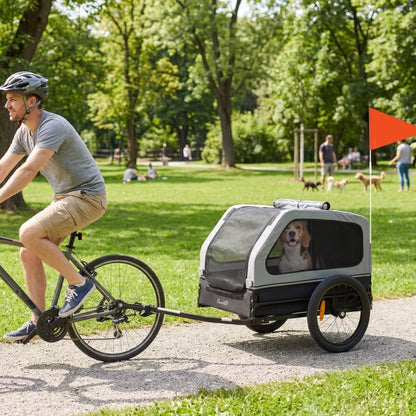 Dog bike trailer for small & medium dogs with flip-down ramp, grey mesh by Furr Baby Gifts on Tampa Home & Garden Store