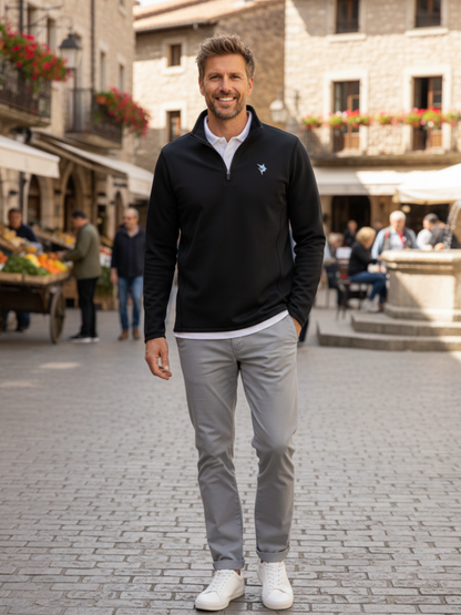Montauk Quarter Zip Midweight Comfort by White Water Life black fleece pullover on Tampa Home & Garden Store