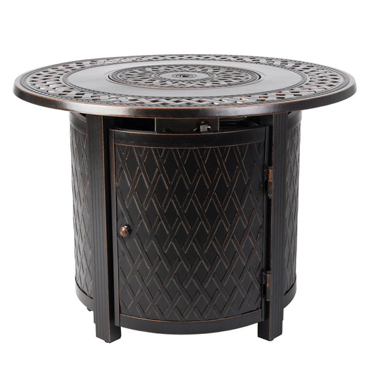 Wagner 33in round aluminum LPG fire pit with lattice pattern by Fire Sense/Balkene Home on Tampa Home & Garden Store