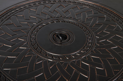 Wagner 33in round aluminum LPG fire pit top with braided ring pattern on Tampa Home & Garden Store