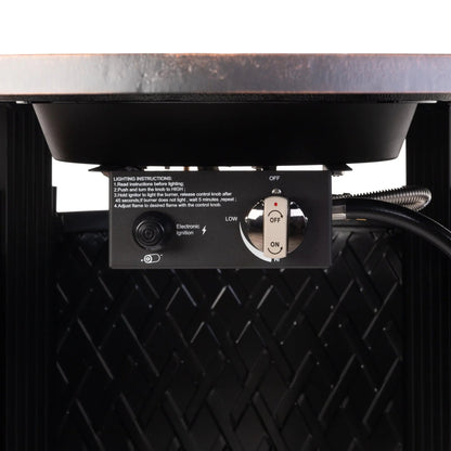 Wagner 33in round aluminum LPG gas fire pit with black body and copper rim on Tampa Home & Garden Store