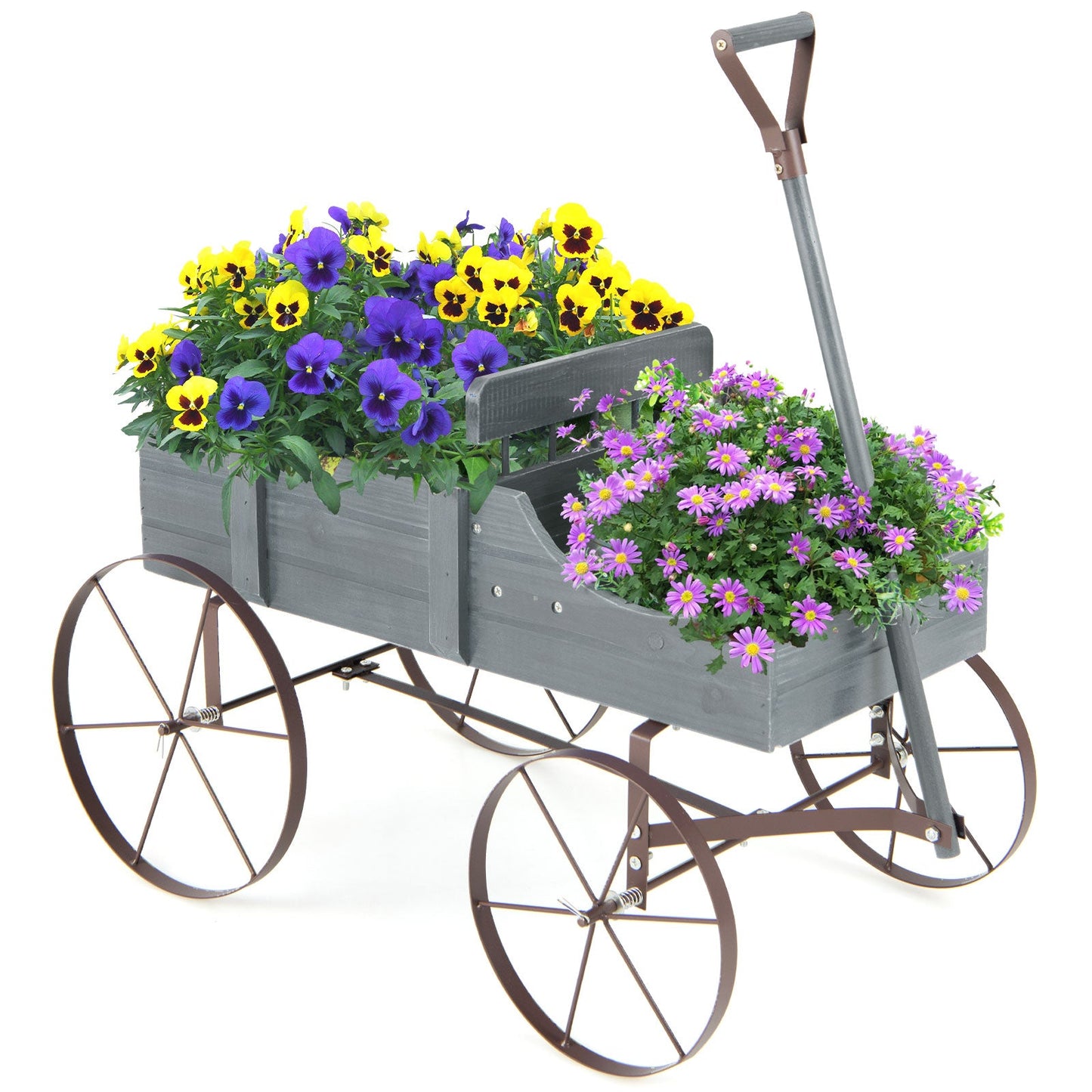 Cama de jardín de madera con ruedas metálicas para jardín o patio - Azul