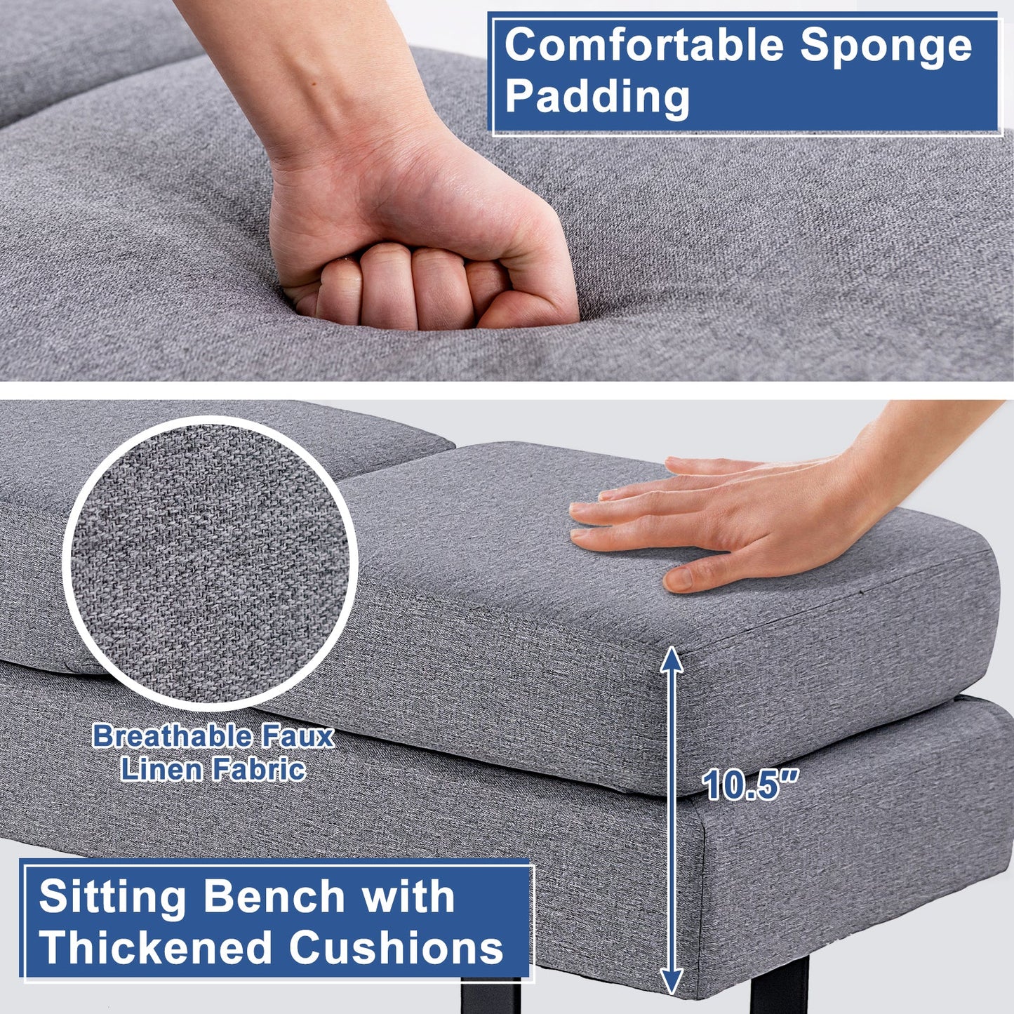 Waiting Room Bench Seating Long Bench with Metal Frame Leg