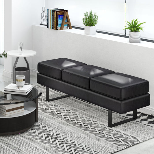 Waiting Room Bench Seating Long Bench with Metal Frame Leg