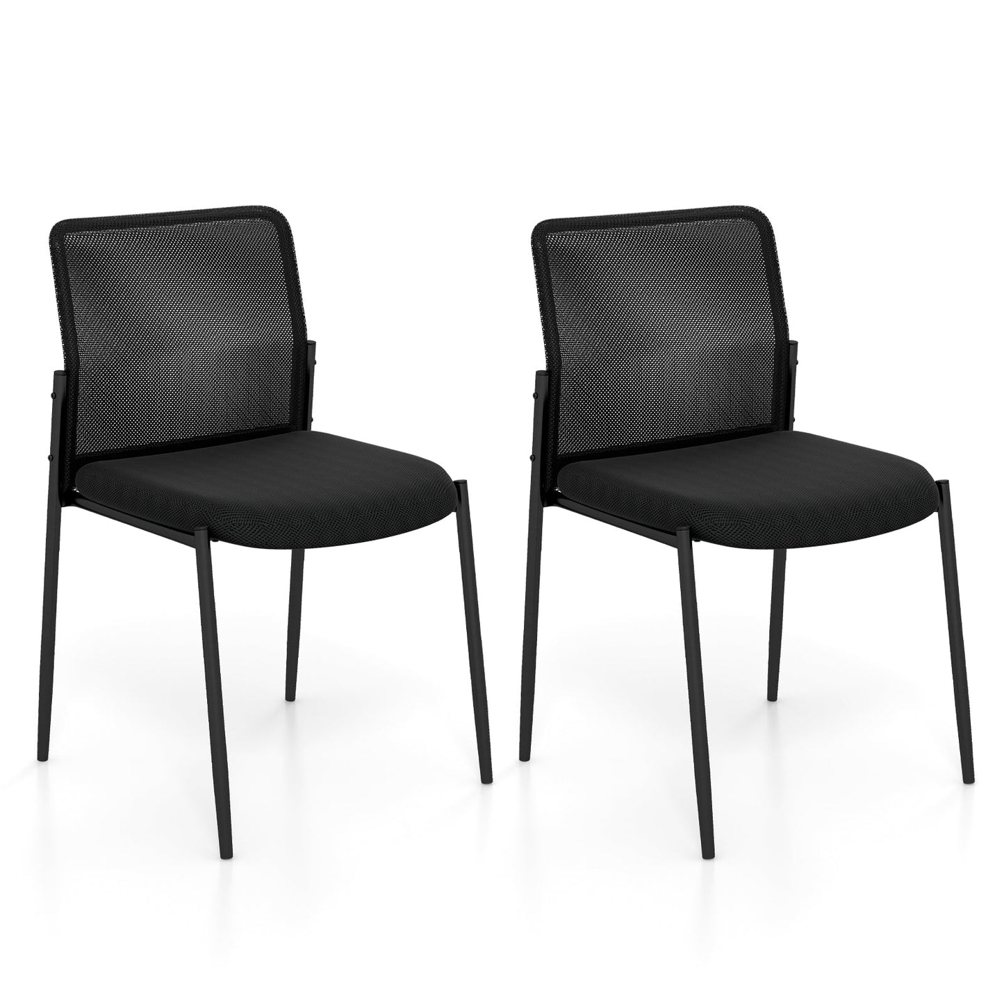 Waiting Room Chair Set of 2 with Ergonomic Mesh Backrest and Padded Seat-Black - Tampa Home & Garden Store