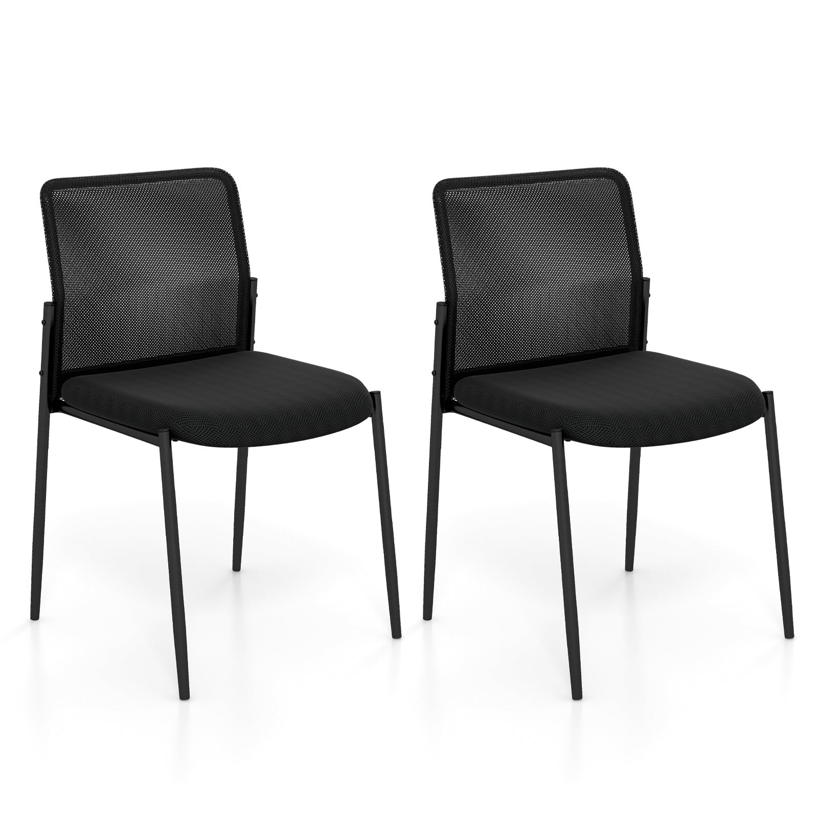 Waiting Room Chair Set of 2 with Ergonomic Mesh Backrest and Padded Seat-Black - Tampa Home & Garden Store