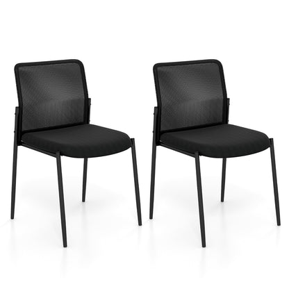 Waiting Room Chair Set of 2 with Ergonomic Mesh Backrest and Padded Seat-Black - Tampa Home & Garden Store