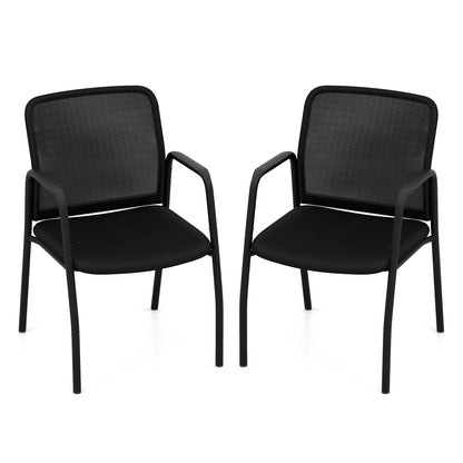 Juego de 2 sillas de sala de espera, sillas de oficina para invitados con respaldo de malla ergonómico - Negro