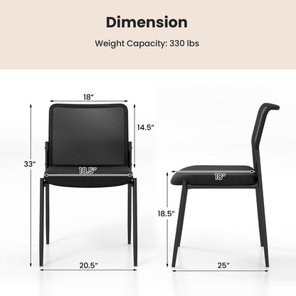 Waiting Room Chair Set of 2 with Ergonomic Mesh Backrest and Padded Seat-Black - Tampa Home & Garden Store