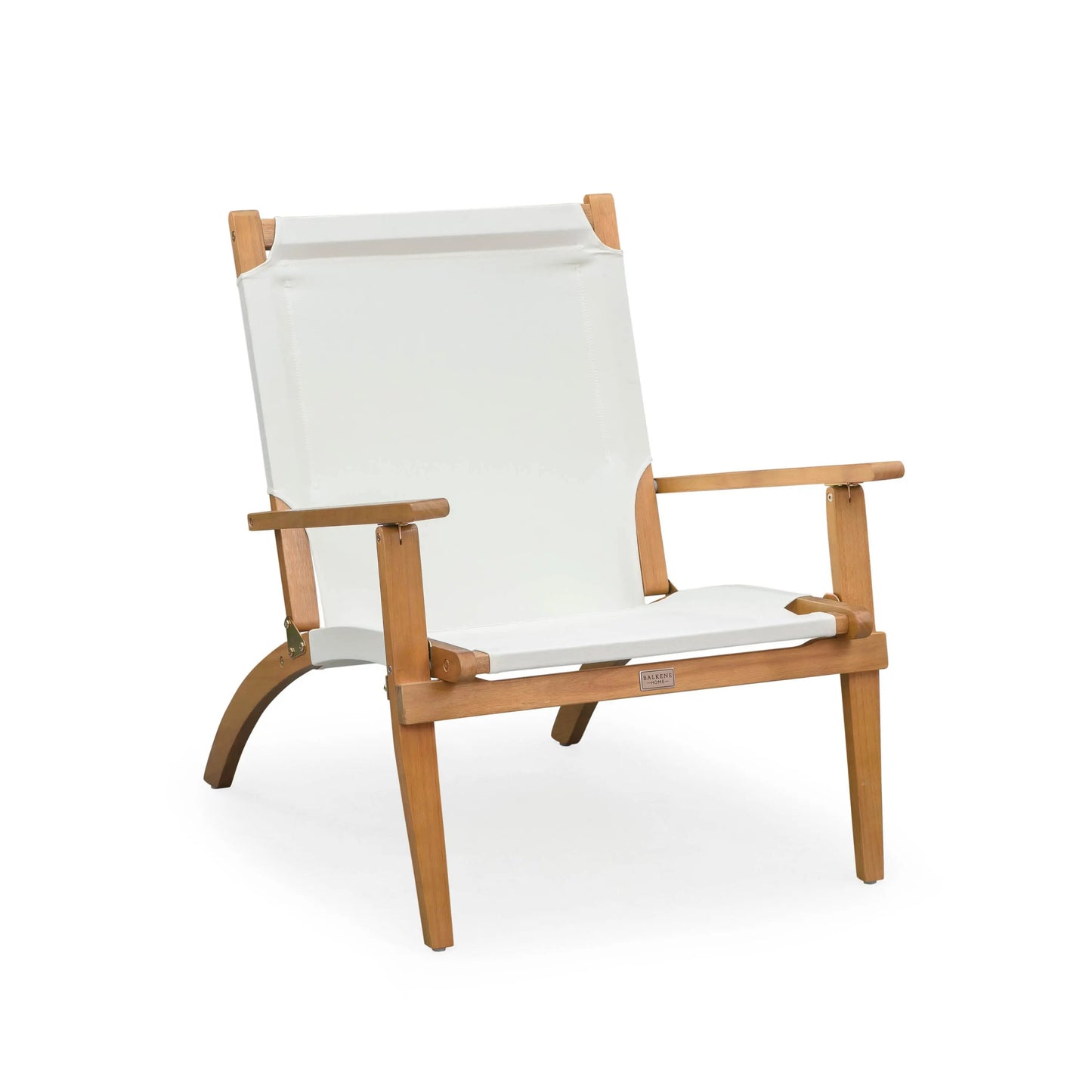 Walker wooden folding chair with white fabric seat and back, natural wood frame Balkene Home on Tampa Home & Garden Store
