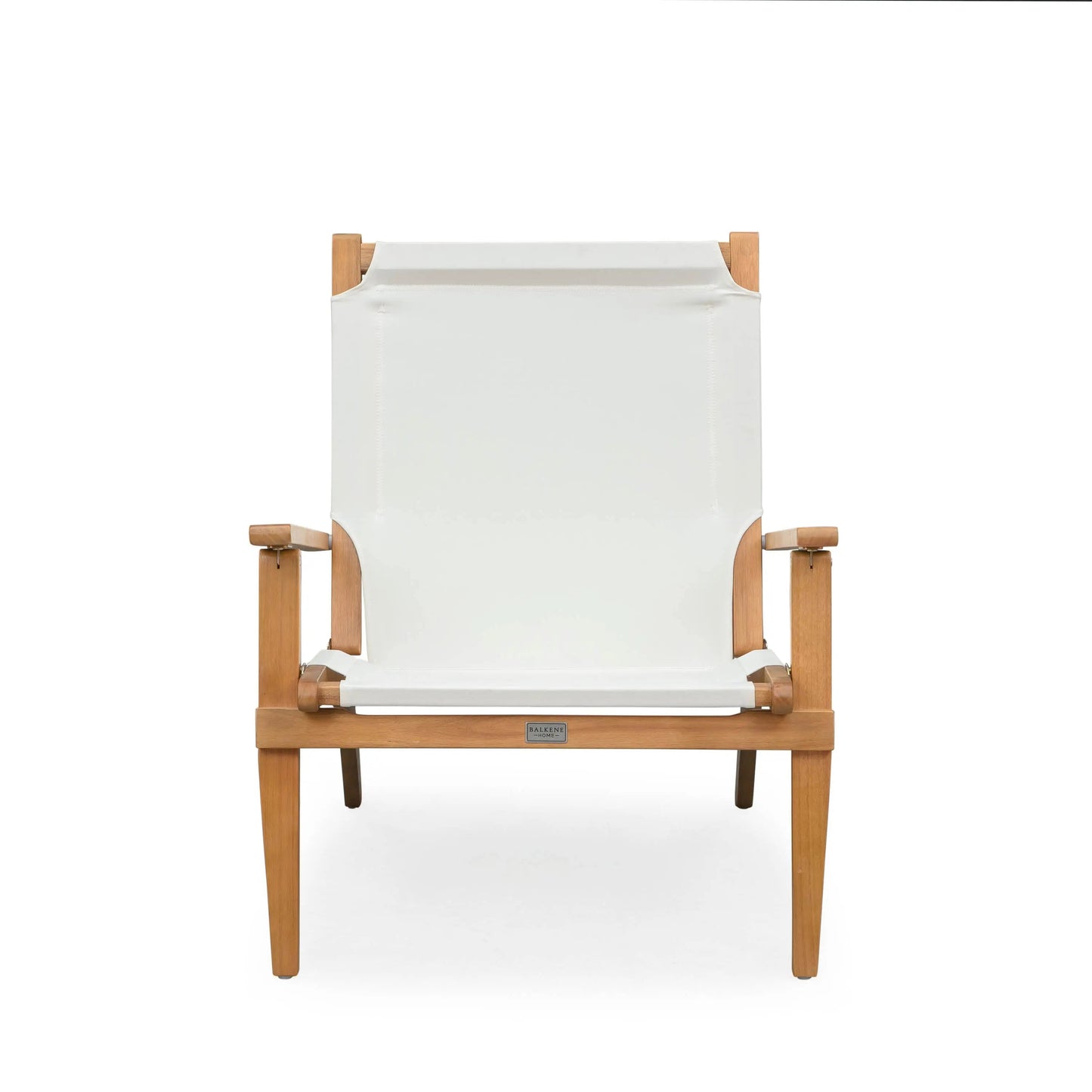 Walker wooden folding chair with white fabric seat and back, natural wood frame on Tampa Home & Garden Store