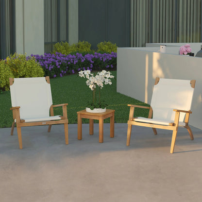 Walker wooden folding chair set, natural wood frame, white fabric seats four chairs on Tampa Home & Garden Store