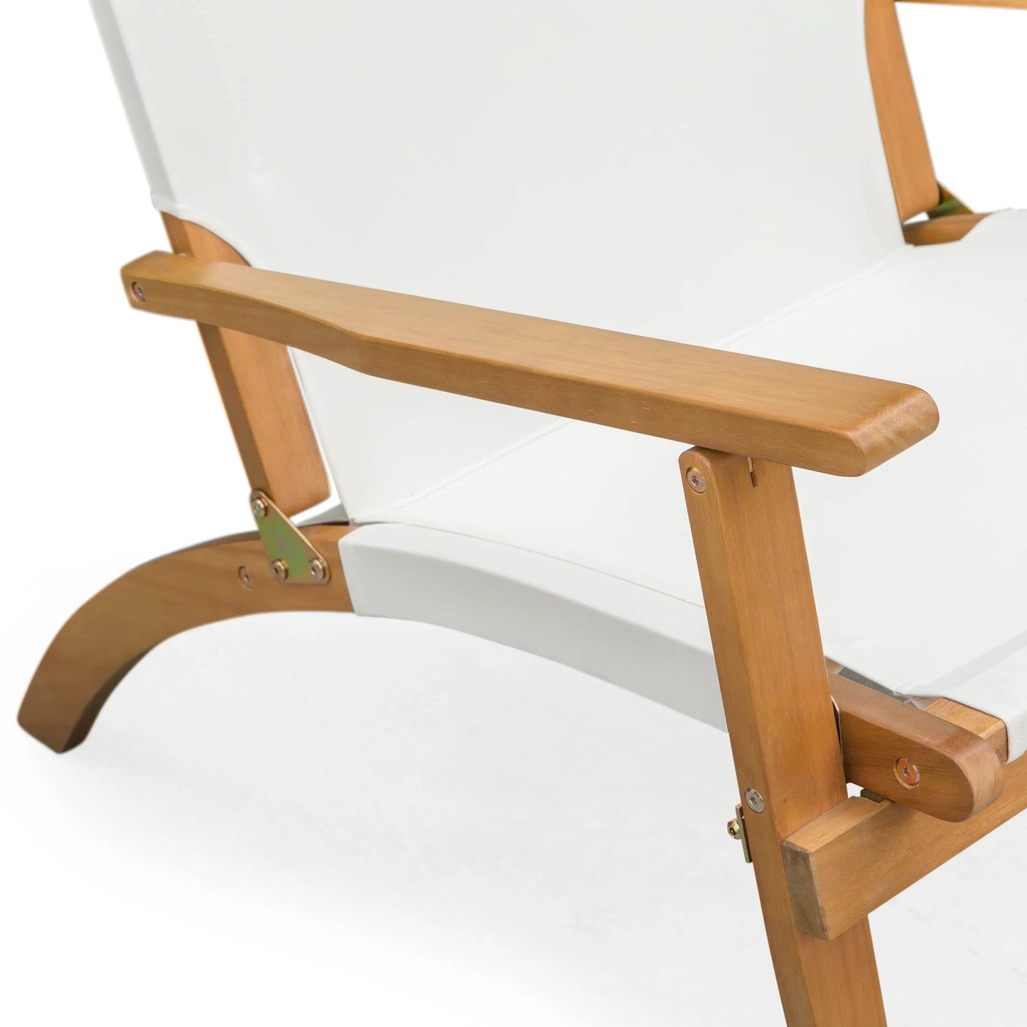 Walker Wooden Folding Chair outdoor seating with white fabric seat and natural wood frame on Tampa Home & Garden Store