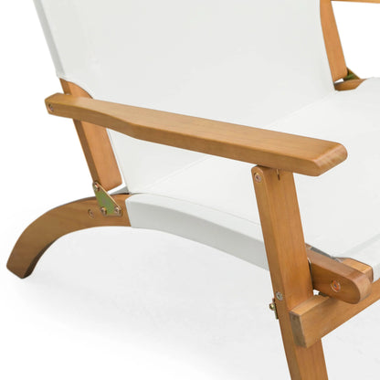 Walker Wooden Folding Chair outdoor seating with white fabric seat and natural wood frame on Tampa Home & Garden Store