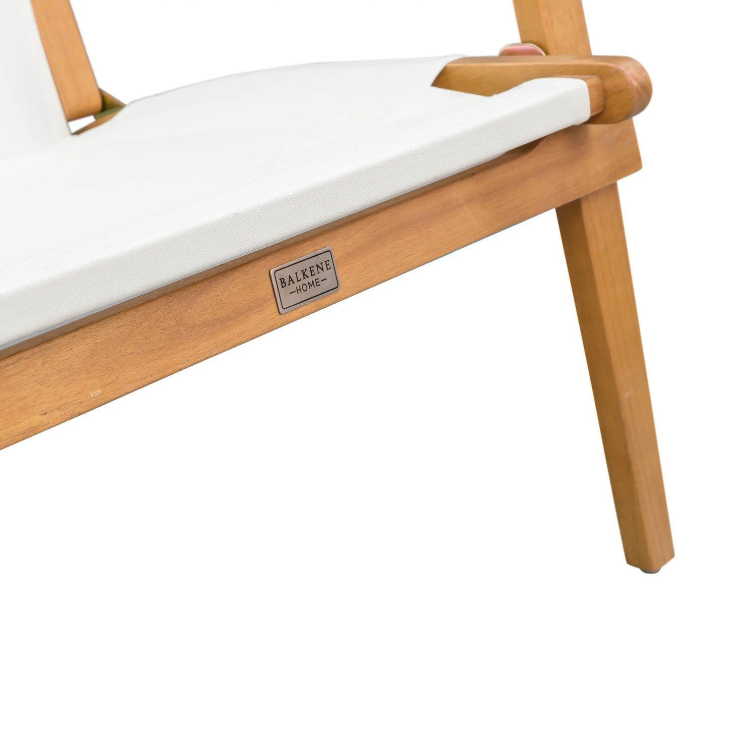 Walker Wooden Folding Chair with white fabric seat, natural wood frame, Balkene Home brand on Tampa Home & Garden Store