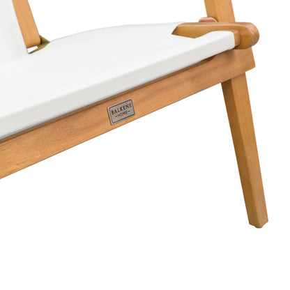 Walker Wooden Folding Chair with white fabric seat, natural wood frame, Balkene Home brand on Tampa Home & Garden Store