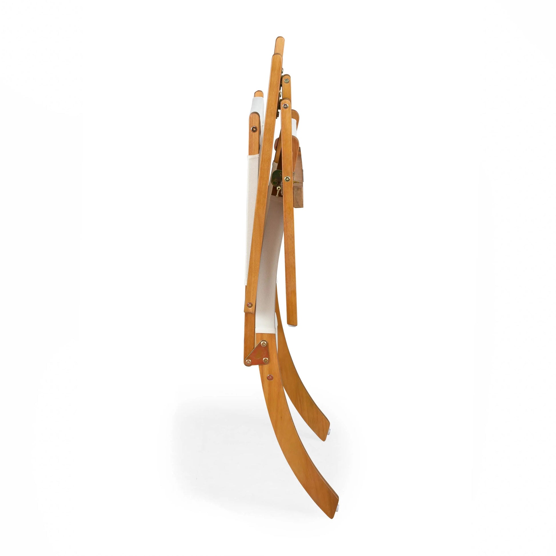 Walker wooden folding chair with natural wood frame and beige fabric seat on Tampa Home & Garden Store
